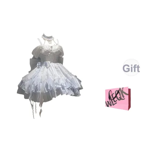 CTRTRC Белый Синий Бант Юбка Одиночная Юбка Женская Лолита Платье