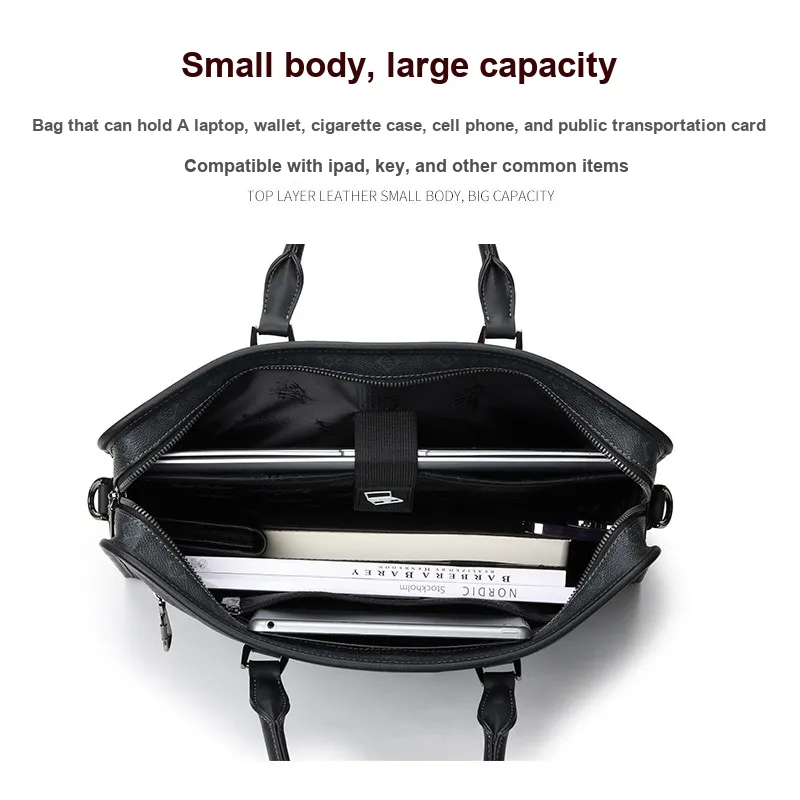 SEPTWOLVES Artificial Leather Briefcase Regular Unisex Black-3