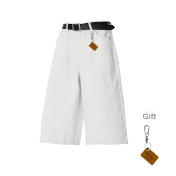 HOKLV Denim Shorts Unisex White