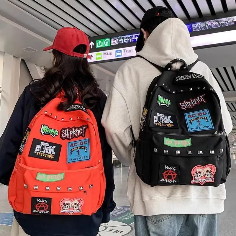 URBAN FOREST Canvas Backpack Unisex Orange/Black-7