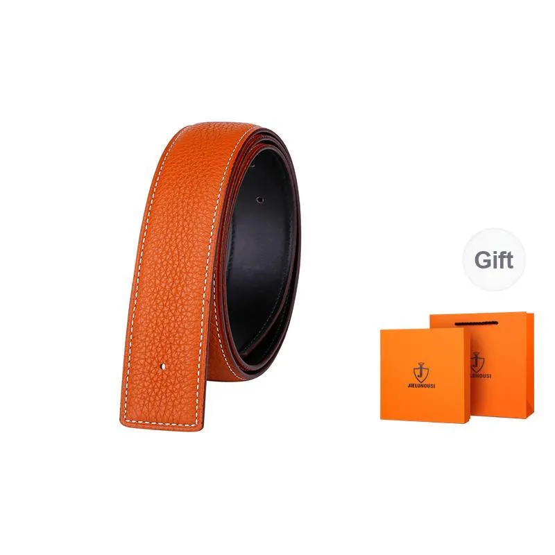 Jaylen Oos Headless H Buckle Smooth Buckle Unique Design Double Sided Top Grain Cow Leather Leather Belts Men's-4