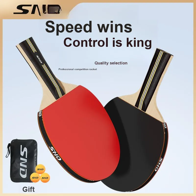 SND Ping Pong Paddles Kids' All Wood Red Black-5
