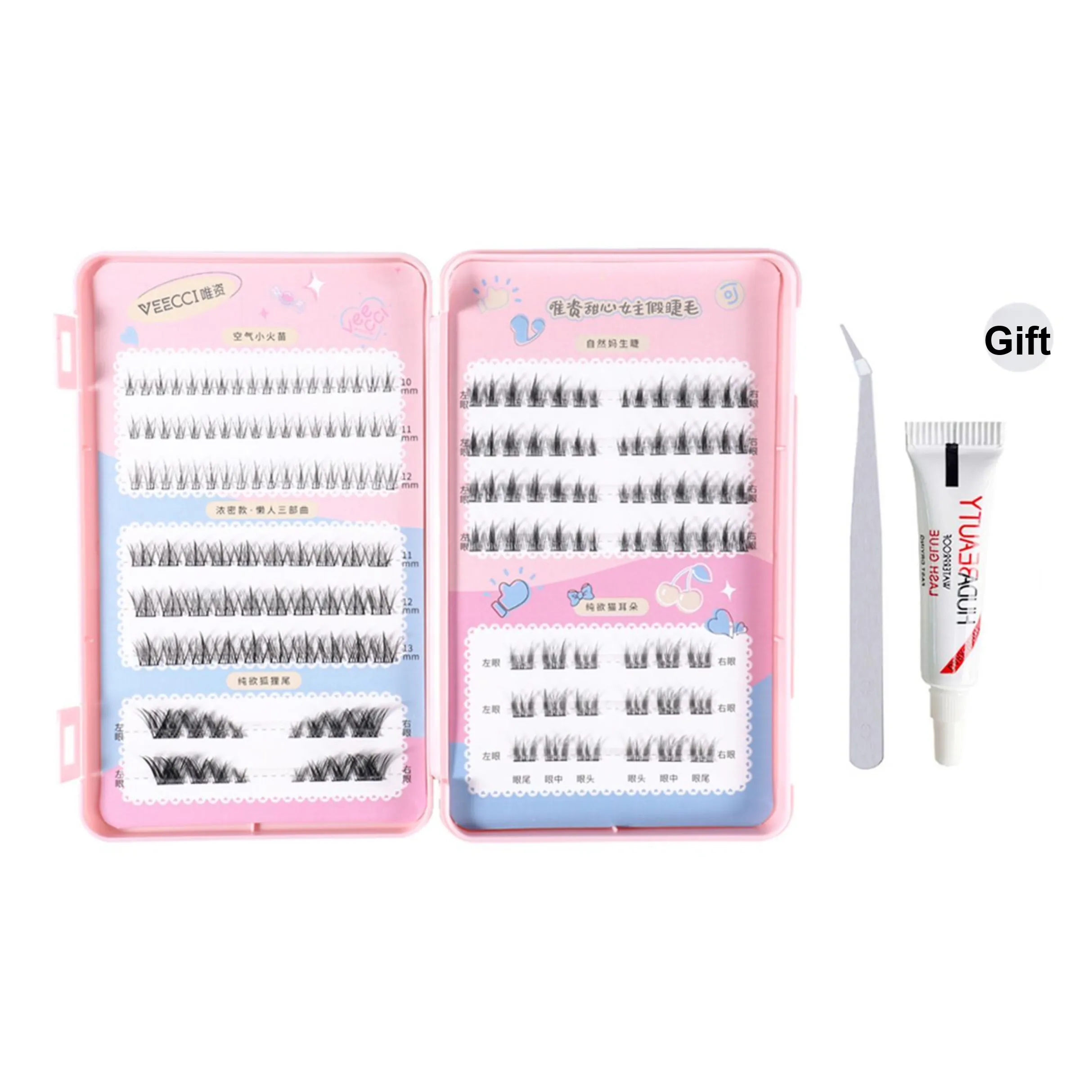 VEECCI Универсальные ресницы Comic Eye Lazy Человек's First Choice 174 кластеров