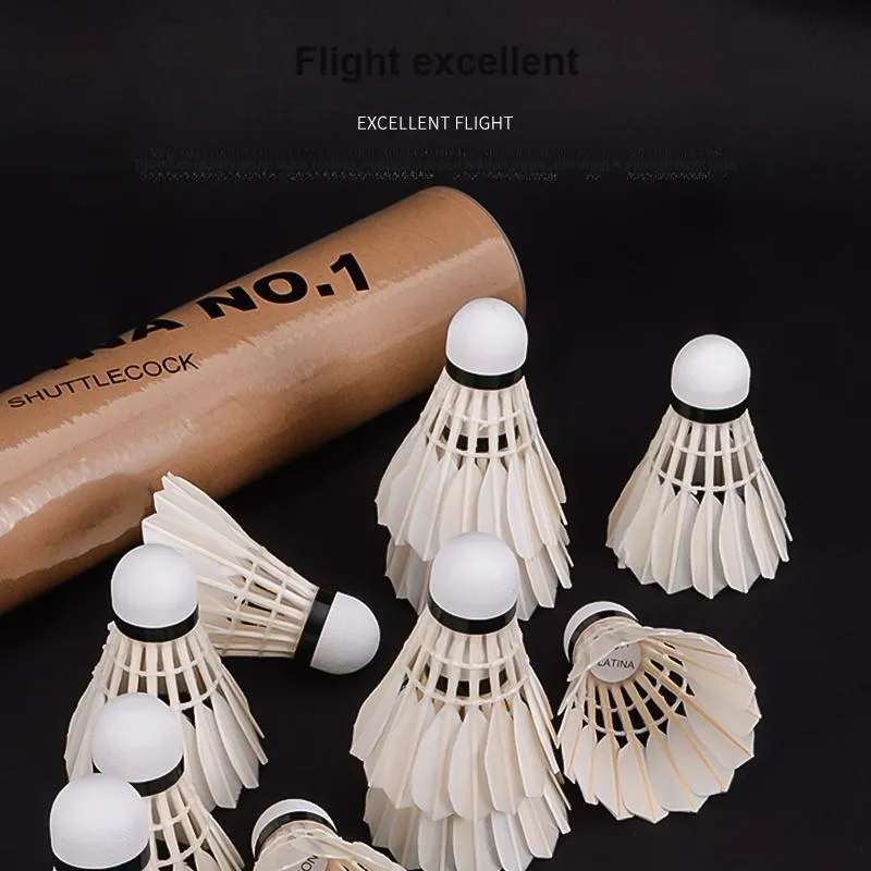 Hongjian White Gold No. 1 Duck Feather Shuttlecock 12 Pack Water Duck Feather All Round Duck Feather Match Shuttlecocks-3