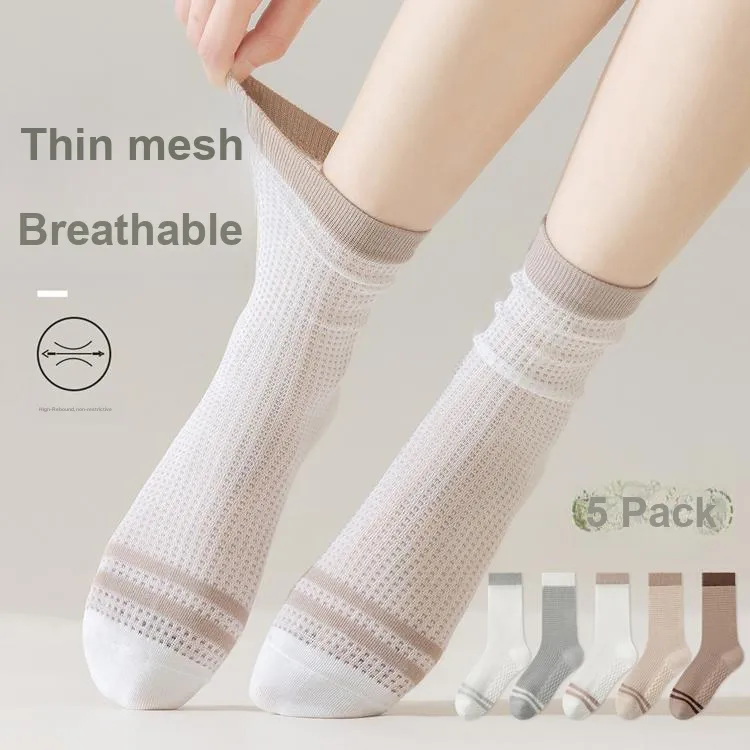 H-YXIANG Mid-Calf Socks Women's 5 Pack Mixed Color-4
