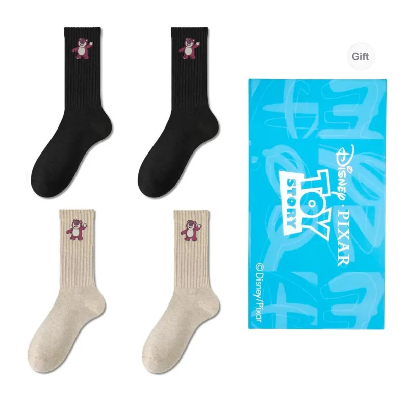 Disney Strawberry Bear Series Mid Calf Socks Unisex Shopping Bag 4 Pack-7