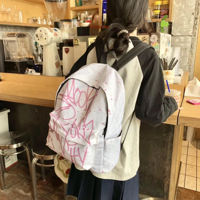 Yalu Waterproof Fabric Backpack Regular Unisex Pink Graffiti/Blue Graffiti/Gray Graffiti-1