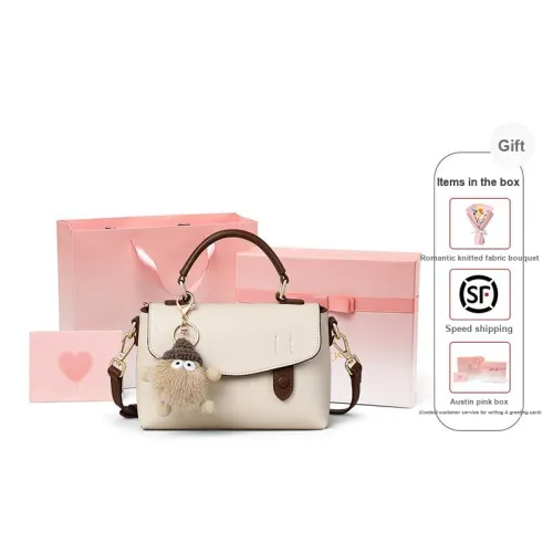 VINEY Cow Leather Satchel Bag Handbag Crossbody Bag Shoulder Bag Regular Women's Milkshake White