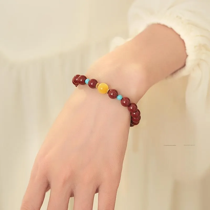 YFANXI Reconstructed Cinnabar Bracelets Women's-5