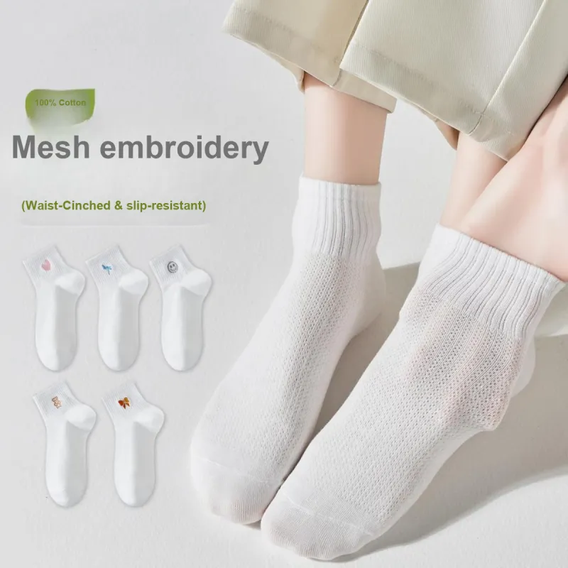 MIIOW Ankle Socks Women's 5 Pack White-3