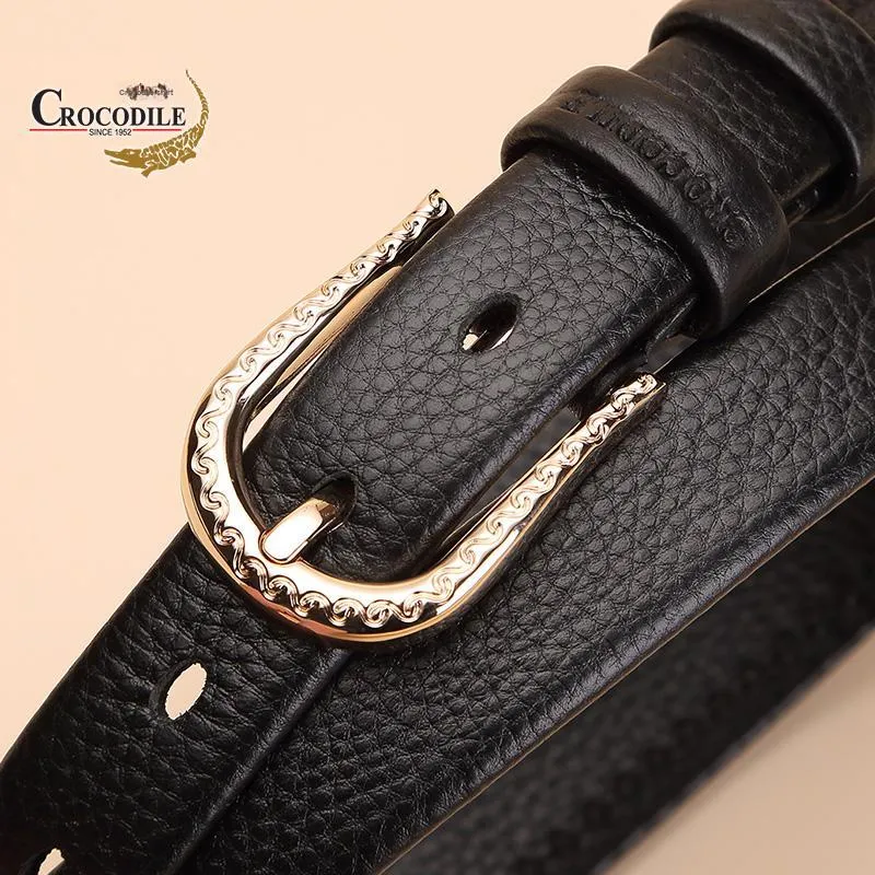 Crocodile Top Grain Cow Leather Leather Belts Women's 2.4cm-4