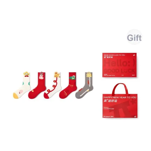 PRIMEET Носки Crew Женские коробка 5 пар красные