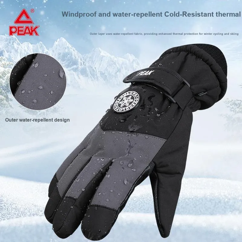 PEAK Polyester Sports Gloves Unisex Black Gray Blue White-4