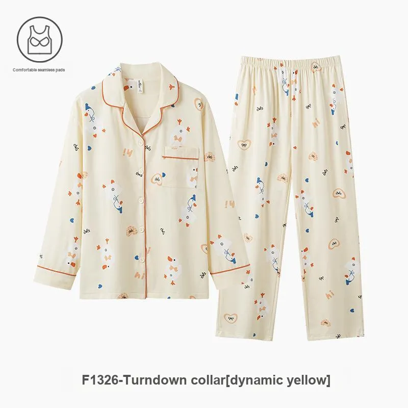 ZAO FU NIAO Pajama Set Women's Dynamic Yellow-1