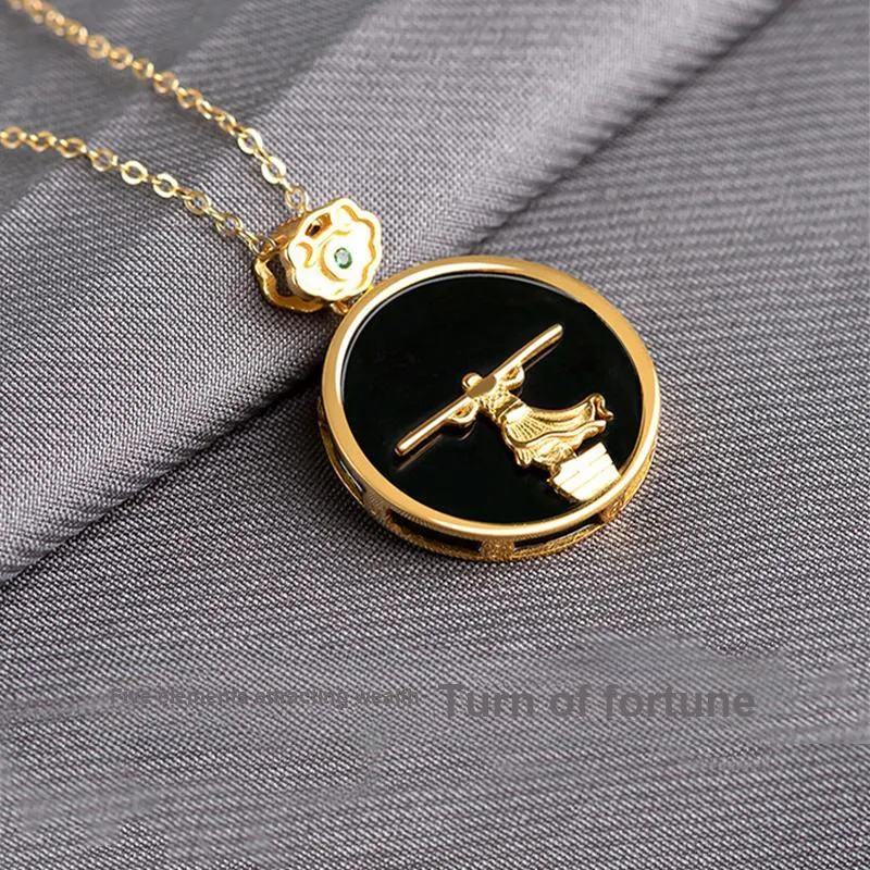 Long Fu Good Luck Accessory Necklace Black Jade Unisex-1