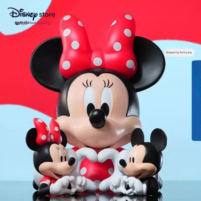Disney Mickey Mouse Minnie Mouse Heart Half Bust Statue Chibi Figures 9.4cm-4