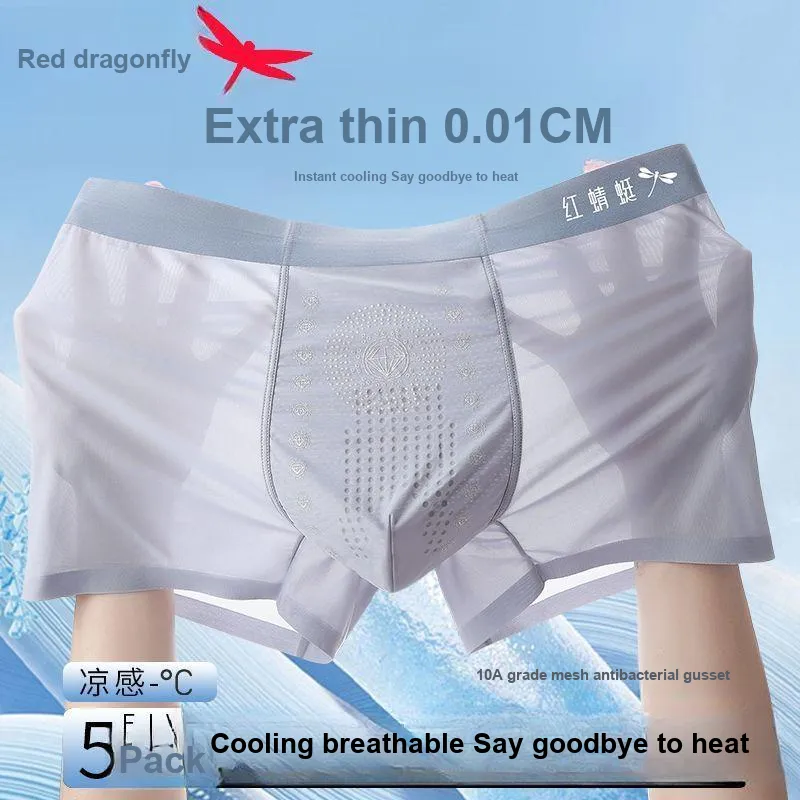RED DRAGONFLY Ice Silk Panties Men's 3 Pack Gift Box Set-2