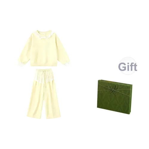 DITB Светло-желтый свитшот + широкие брюки женские повседневные костюмы