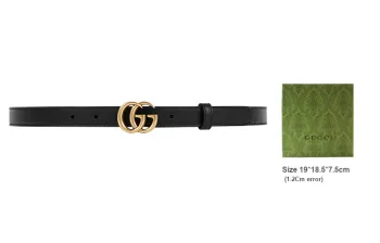 GUCCI Double G Smooth Buckle, Black, Width 2cm Box Leather Belts Unisex