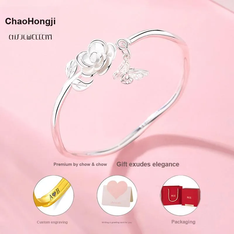 CHAOHONGJI 999 Fine Silver Bangles Women's-2