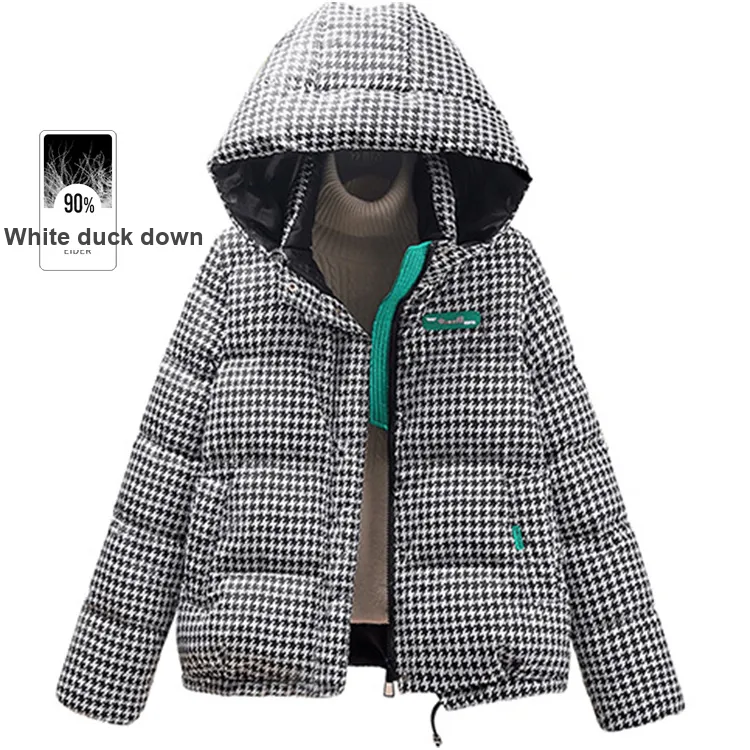 Cypress House Down Jacket Women's Black White Houndstooth-1
