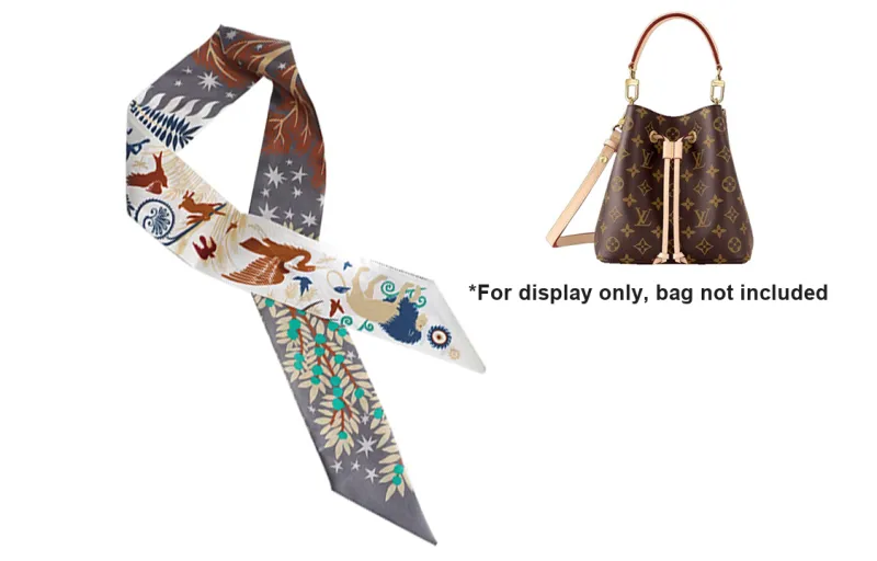 Ingenuity Handmade Bag Straps Double Sided Print Silk Scarf-0