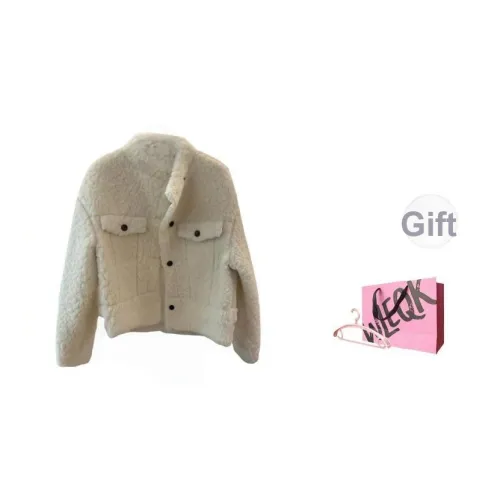 WLEQK Белый Женские Бархатные Куртки