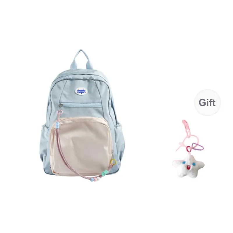 Yalu Nylon Fabric Backpack Unisex Mint Green/Green/Blue-9