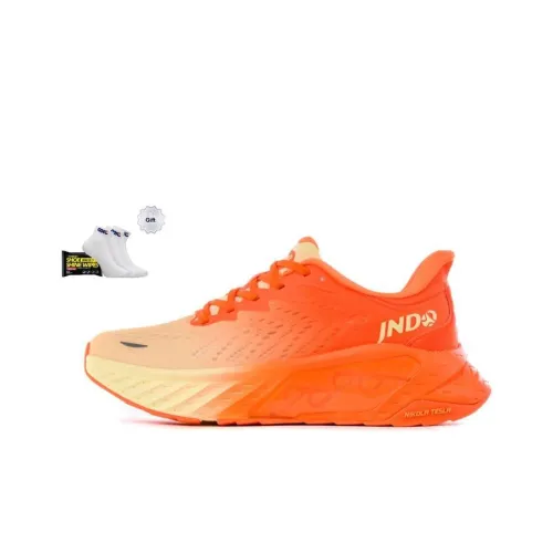 JNDO Low Топ Дышащий Клапан Тесла Беговые кроссовки Унисекс Ярко-оранжевый