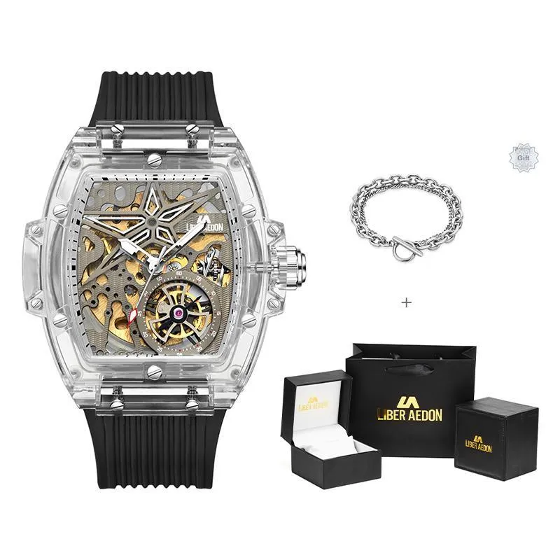 LIBER AEDON Mechanical Movement Cut Out Dial Men's Watches-0