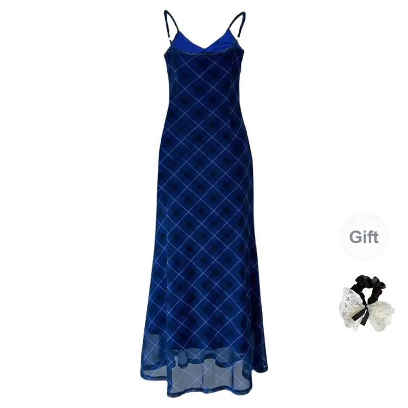 TUSHIFEI Slip Dresses Women's Plaid+Hair Tie Included-1