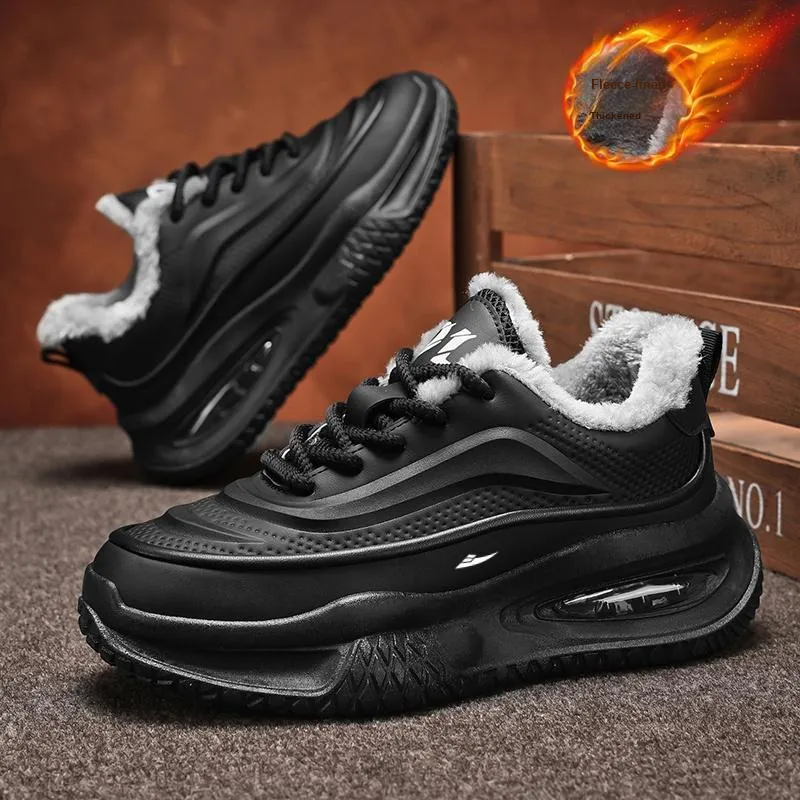 Kuding Cushioned Slip-Resistant Water-Resistant Height Increasing Warmth Casual Shoes Men's-5