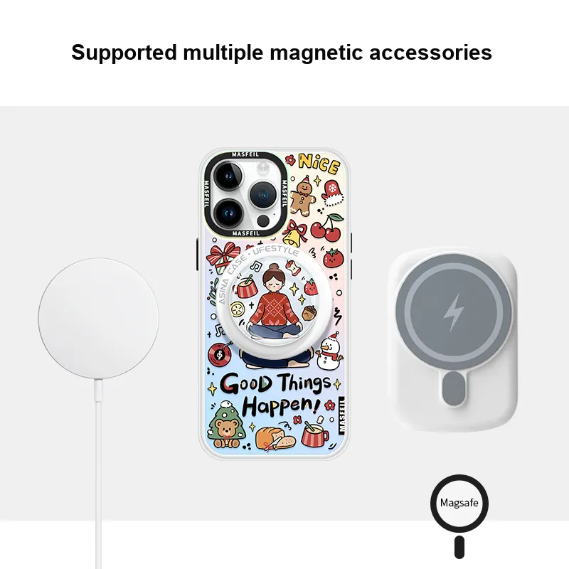 Marsfield Acrylic Material Double Layer IMD Laser Magnetic Case Phone Cases Compatibility Apple 16/15/14/13 Pro/Max-3