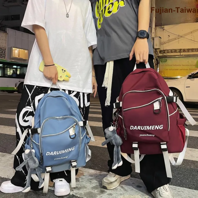 URBAN FOREST Nylon Backpack Unisex Blue/Red/Black/White-11