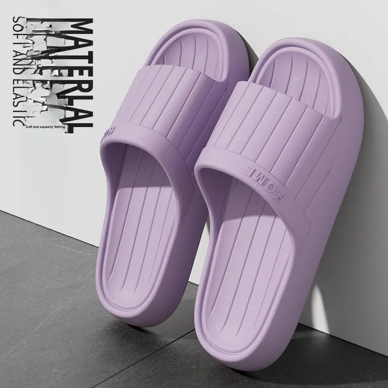 Foot Recreation Minimalist Style Vertical Stripes Letter Comfortable Quiet Slip Resistant Slippers Home Slippers Unisex-18
