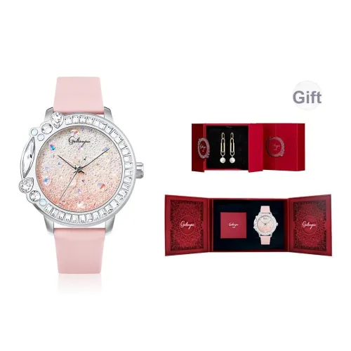 GALTISCOPIO Star Diamond Наручные часы Кварцевый механизм Натуральная кожа Ремешок Розовый Циферблат Женские часы