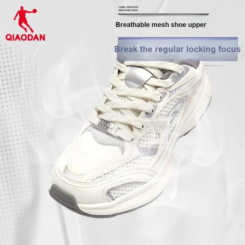 QIAODAN Kaiyuan 2K Coverage Rebound Wear-Resistant Lightweight Slip-Resistant Low-Top Casual Shoes Women's White Gray-5