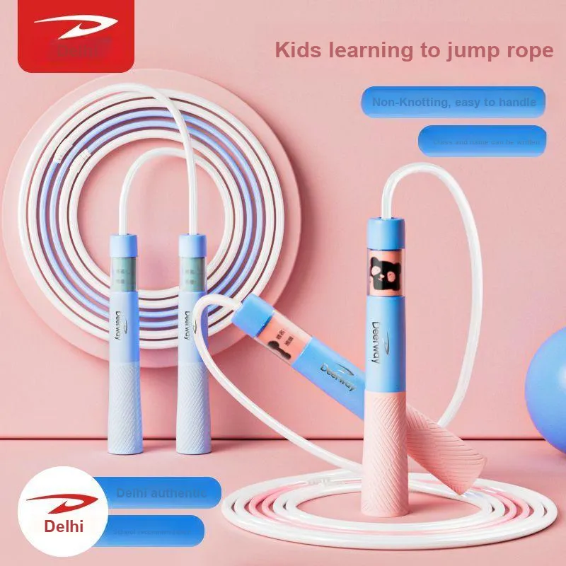 DEERWAY Fitness Training Non Countable Jump Ropes Adults PVC Rope ABS Controller 3.6m Pink-2