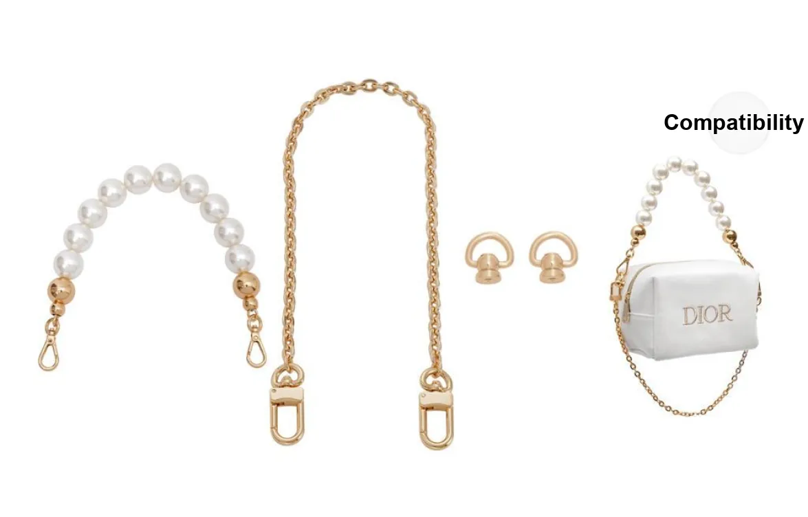 Lan Bao Fan Alloy Metal Bag Accessory Pearl Chain Women's Gold-Tone