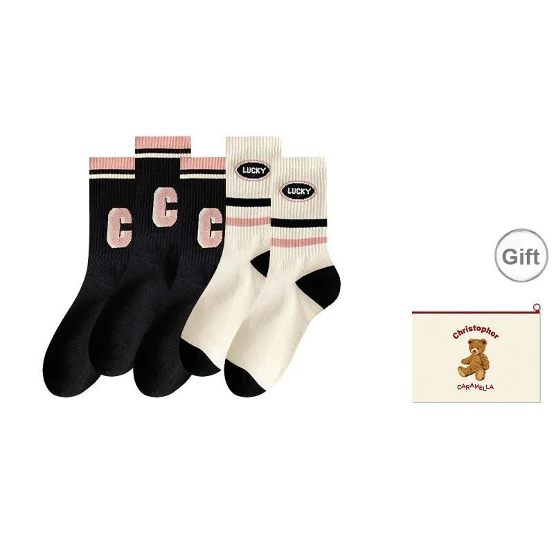 Caramella Mid Calf Socks Women's Shopping Bag Combo Set-9