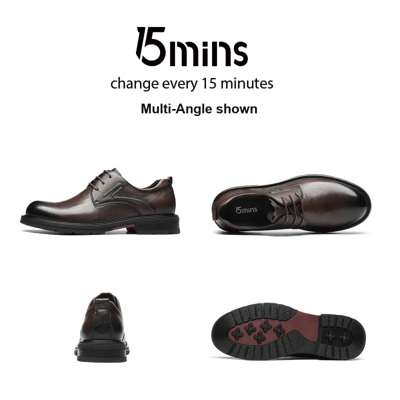 15 MINS Dress Shoes Men Low Top Black/Brown-17