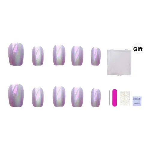 ORANOT Гальванизированный Aurora Кошка's Eye Кристальное стекло Бусины Лазерный False Nail MID Длина (размер в длину) Фиолетовый Smudge 24mm