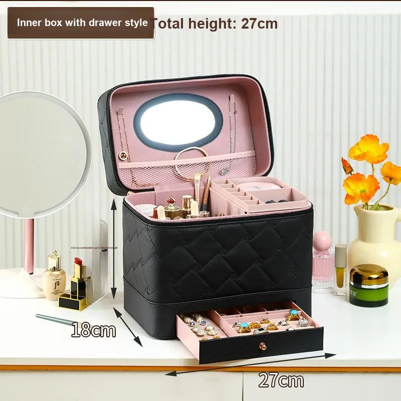 MUYAXUAN Large Capacity Makeup Bag, Travel Suitcase Storage Box-3