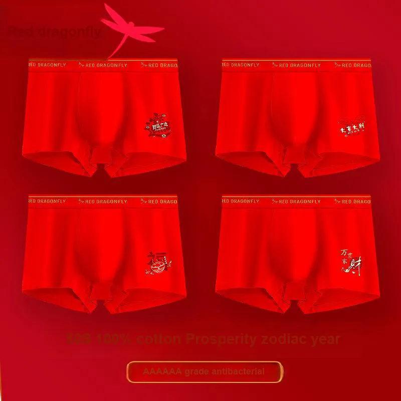 RED DRAGONFLY Cotton Panties Men's 4 Pack Gift Box Set-2