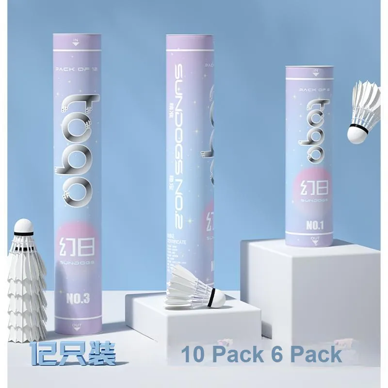 TOQO Illusion Of The Sun Duck Feather Shuttlecock 6 Pack Water Duck Feather Big Board Duck Feather Shuttlecocks-6