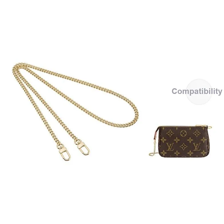 Ingenuity Handmade Metal Chain Accessories Shoulder Strap Conversion Crossbody Bag Chain Bag Straps Women's Gold