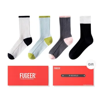 FUGEER Mid Calf Socks Women's Box 4 Pack