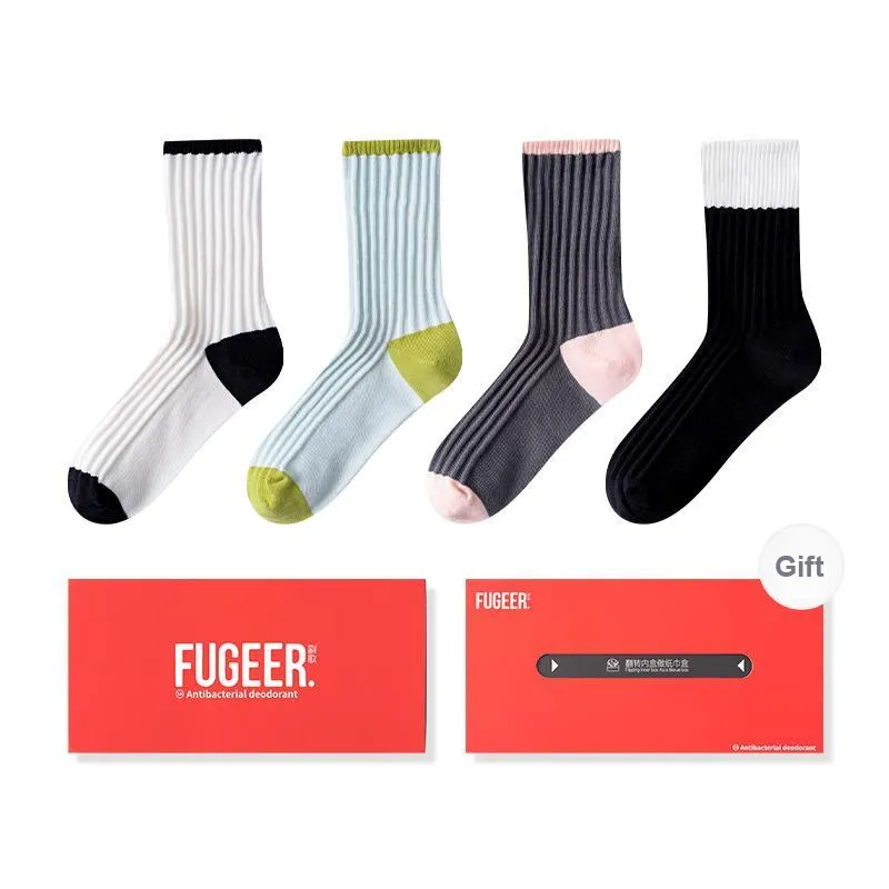 FUGEER Mid Calf Socks Women's Box 4 Pack-0