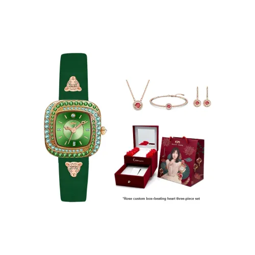 EA Athenian Collection Кварцевый механизм Кожаный ремешок Часы Женские часы Зеленый циферблат