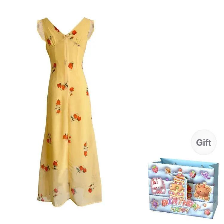 Gentle Welcome Slip Dress Women's Yellow Floral-1
